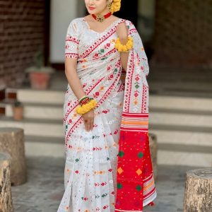 Special Puja Collection – Half Silk Block Print Saree