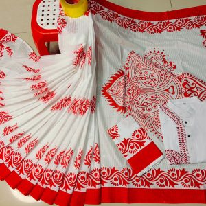 ব্লাউজ পিস সহ শাড়ি-পাঞ্জাবি কাপল সেট