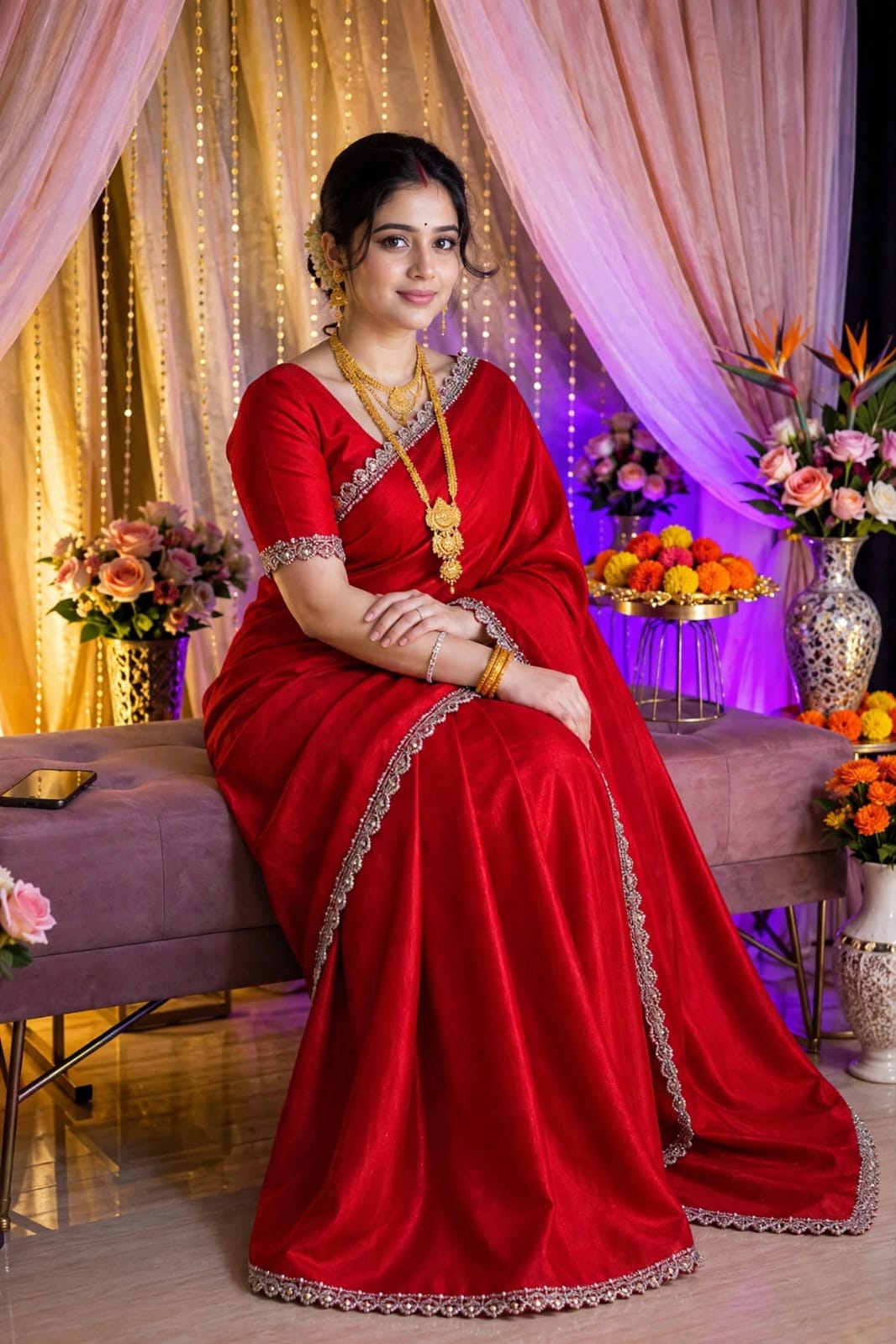 ইন্ডিয়ান টুবা লামা সিল্ক শাড়ি - Image 2